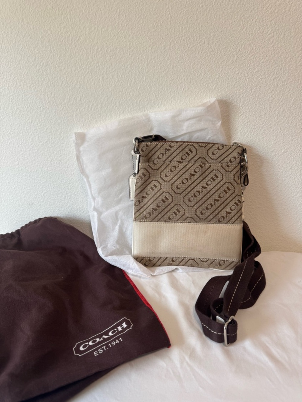 Coach Beige Signature Crossbody Bag